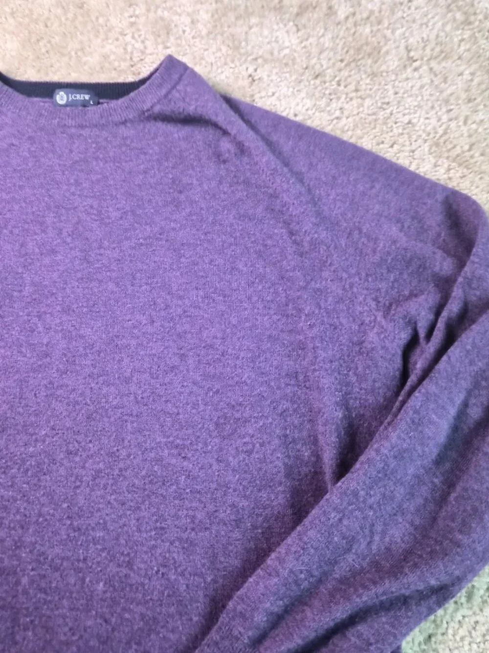 J.CREW Men's Sweater Size Large 100% Merino Wool Pullover Purple Crew Neck G226